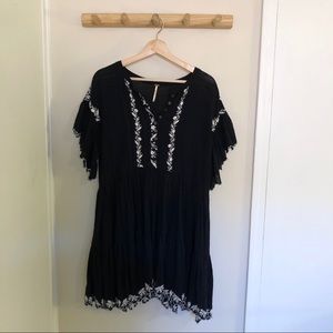 Free People Floral Embroidered Babydoll Dress
